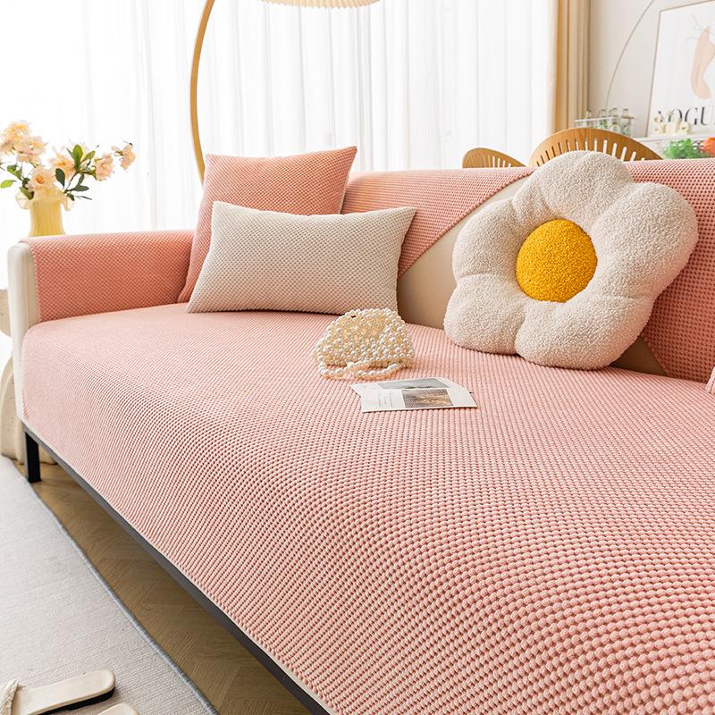 Corn Fleece Sofa Cushion Winter Plush Simple Modern Non-Slip Seat Cushion Autumn And Winter Rice Fleece Solid Color Sofa Towel