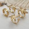 Adjustable Finger Ring 4Pcs Ocean Style Set Open Rings Gold
