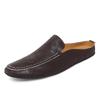 Genuine Leather Men Slippers Slip On Half Shoes Summer Casual Shoes Breathable Sandals Lightweight Muller Shoes Comfy Lazy Shoes