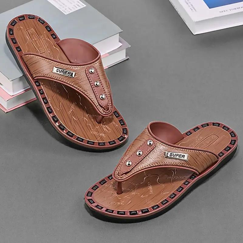 Fashion Flip Flops Male Slipper Sabot Slides Shiatsu Beach Soft Flat Low Price 2025 Style High Quality Fashion Pvc Y2k Casual Men's Shoe