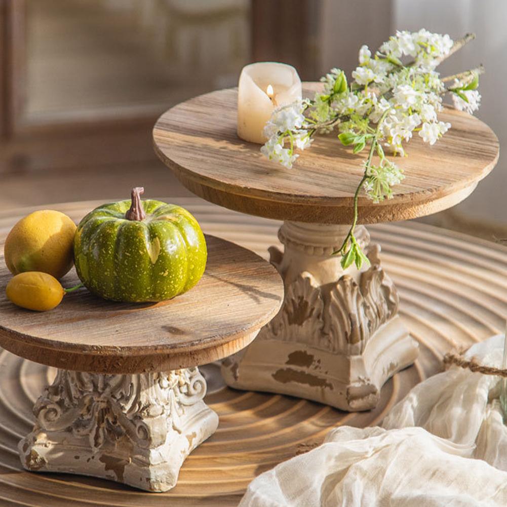 French Wood Tray Multifunction Fruit Tray Wear Resist Vintage Carved Ornament for Wedding Photography Prop Decorations Crafts