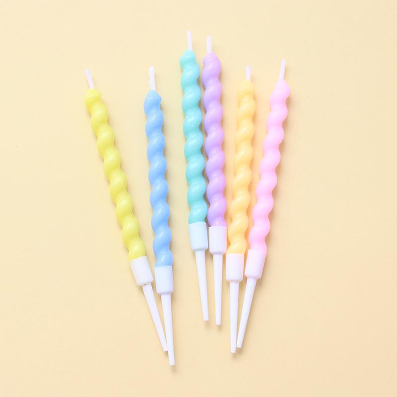 Suck Card Macaron Color Thread Birthday Candle Romantic Baking Creative Party Colorful Graceful Spiral Candle