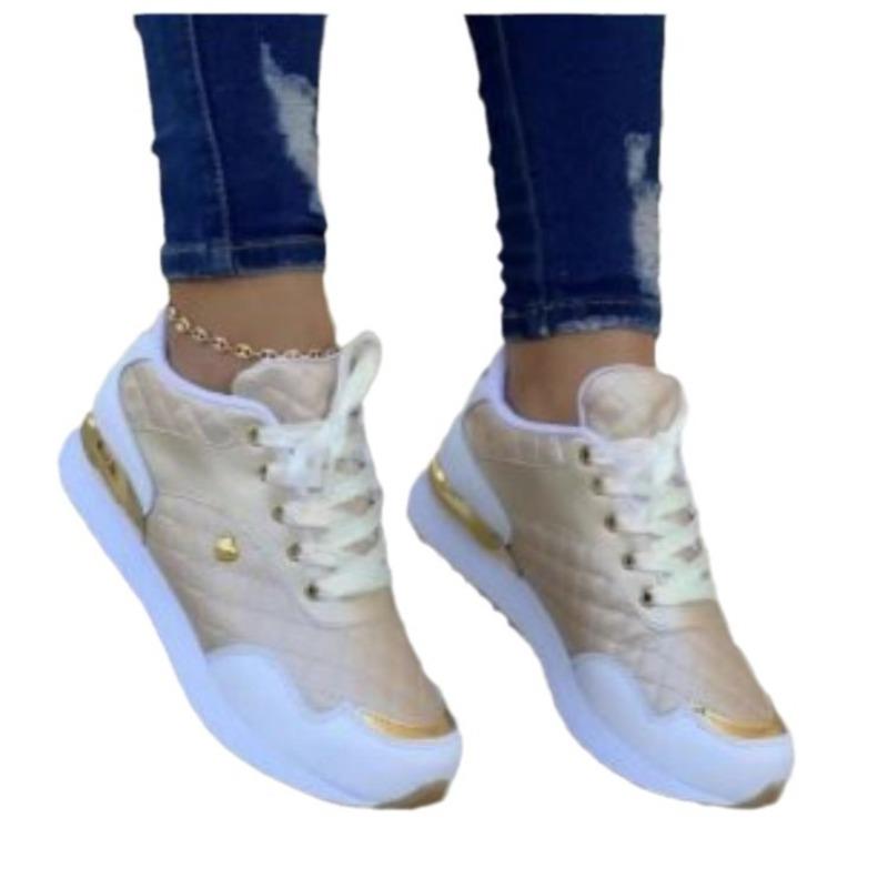 Andningsbara Sneakers för Kvinnor med Bred Passform, Färgblockerande Casual Löparskor, Sportiga Ballerinas för Våren för Kvinnor