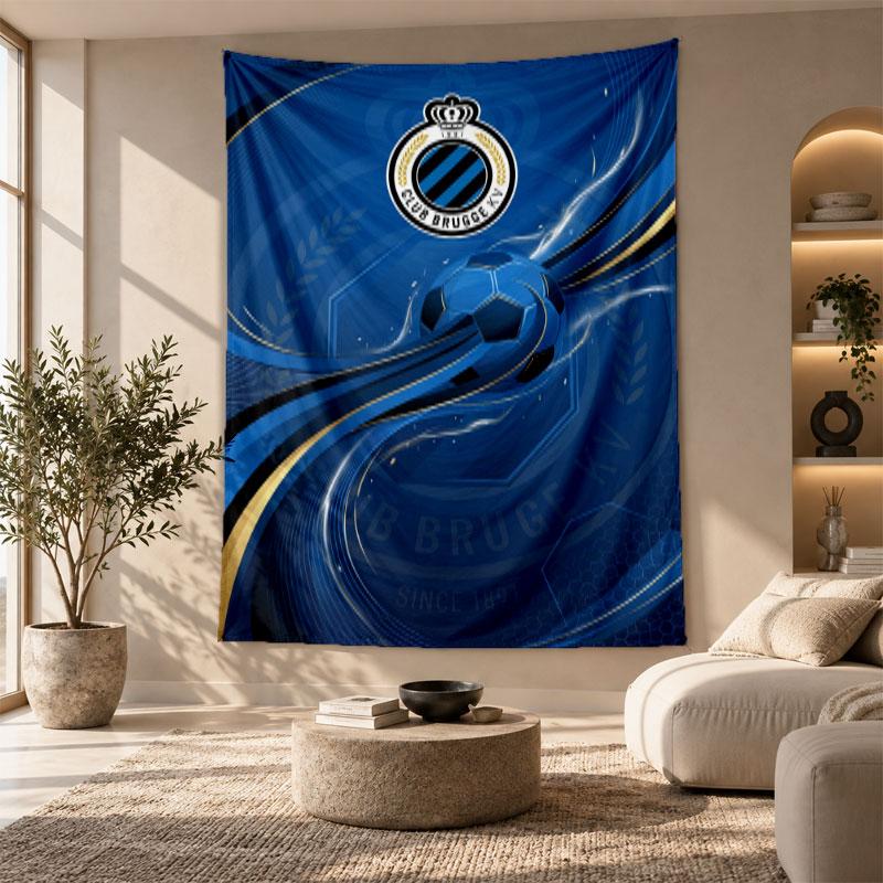 Dekoracyjny gobelin, Sztuka ścienna z nadrukiem Club Brugge FC, Lekka ozdoba ścienna do sypialni