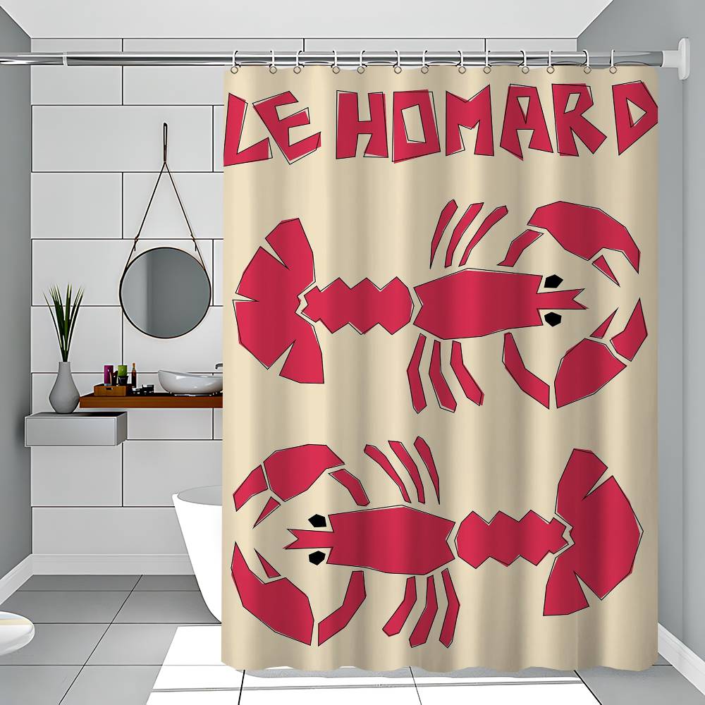 Retro Keuken Vis Blauw Sardines Rood Kreeft Tonijn Eenvoudig Douchegordijn Badkamer Douchegordijn Makkelijk Schoon Schrob Licht Ondoorzichtig