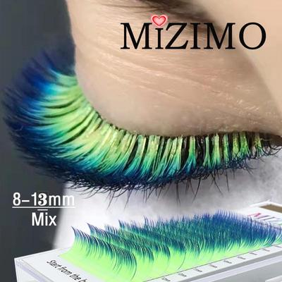 Kleur enten van valse wimpers 0,07 8-15 mm geel, blauw, tweekleurig, felle persoonlijkheid en een paar haartjes extension tool