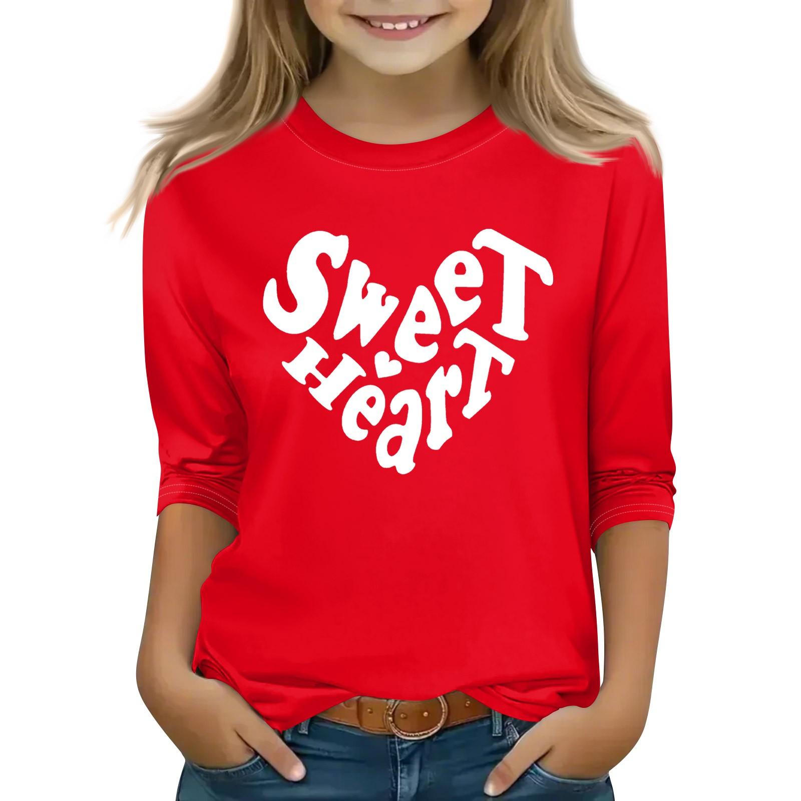 

Топы с принтом для девочек 5-16 лет с круглым вырезом и рукавами 3/4 Футболки Модные топы Наряды Футболки 130