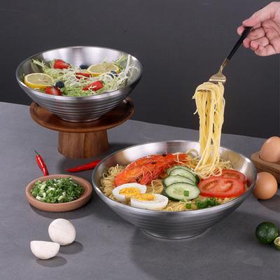 Dvouvrstá japonská miska na ramen z nerezové oceli proti opaření, misky na instantní nudle, salát, jídlo pro restauraci, kuchyňské nádobí