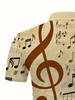 Printed Design - Non-Textured Summer Men'S Vintage Music Note All-Over Print Short Sleeve