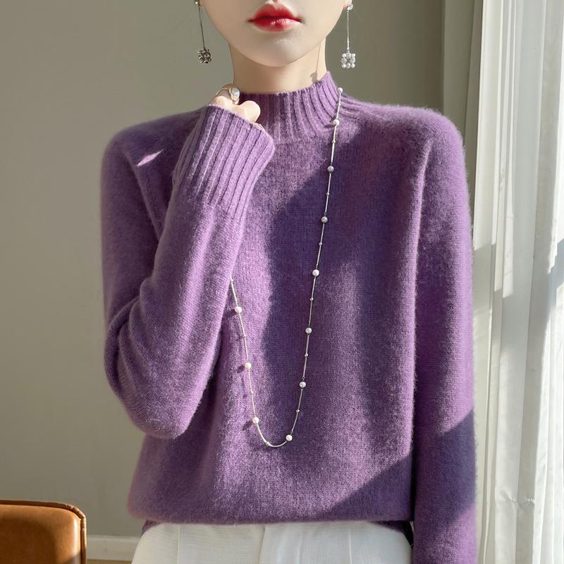 Stylish Soft Wool Half-High Neck Sweater: Age-Defying, Casual and Ready-to-Wear Base Layer