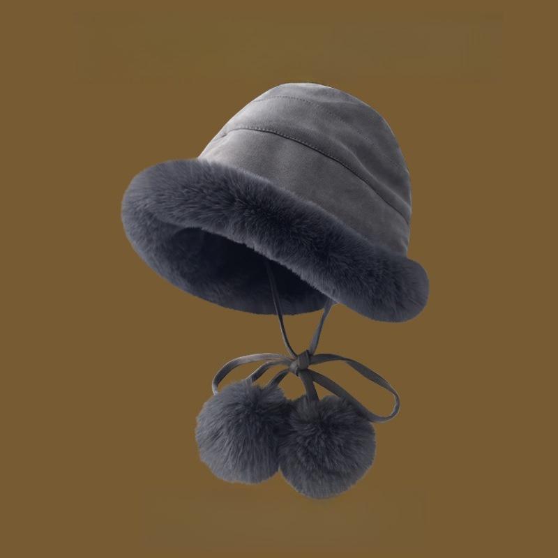 

Women s New Winter Hat with Plush Fisherman Hat for Warmth, Windproof and Ear Protection, Suitable for Outdoor Play сірий колір