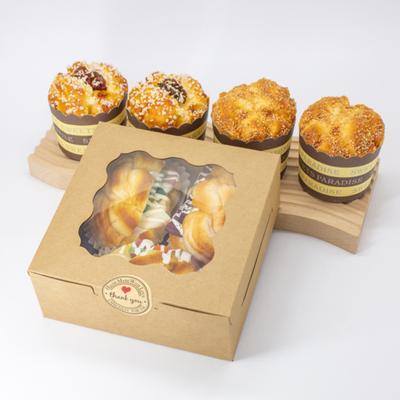 10 szt. Pudełko na ciasteczka z widocznym okienkiem Wodoodporne białe/brązowe pudełko do pakowania deserów piekarniczych Narzędzia kuchenne