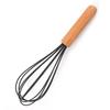 Silicone Whisk with Wooden Handle - Manual Milk Frother & Egg Beater