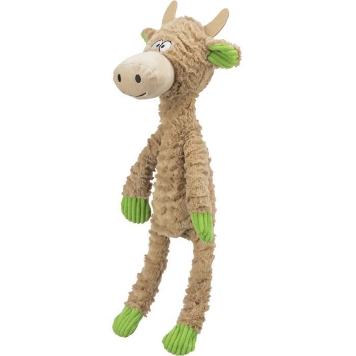 Jouet peluche pour chien - Trixie - Vache - Beige - Robuste - Avec son
