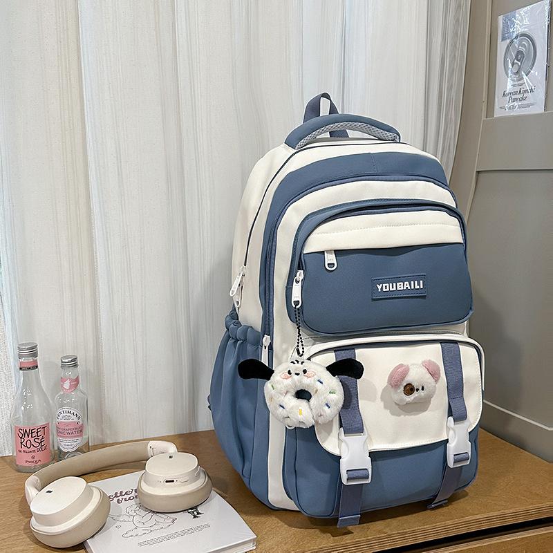 New High-value College Style, Fresh and Sweet Backpack, Contrasting Color Splicing Make-up Bag, Junior High School Student Backpack