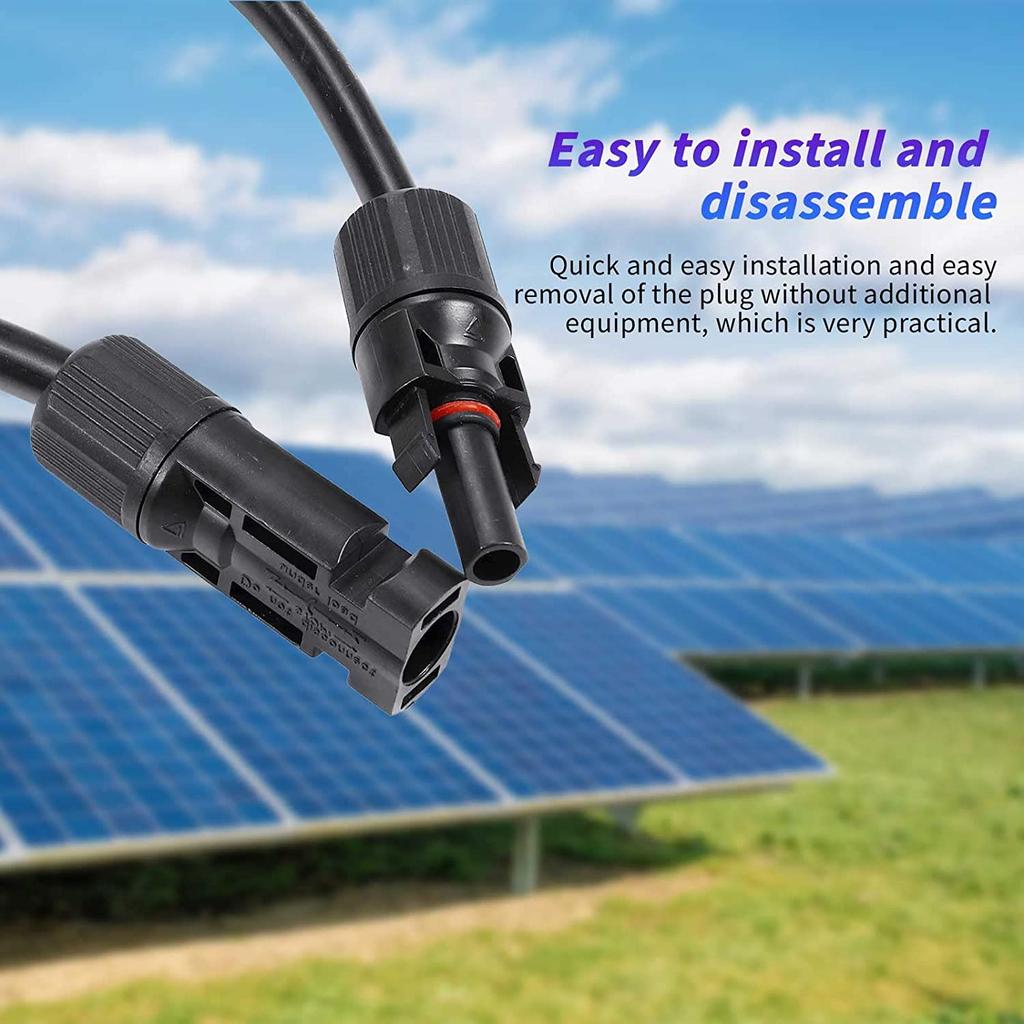 12 AWG-4mm2 Solar Panel Extension Cable Copper Wire Black and Red with Solar Connector Solar PV Cable