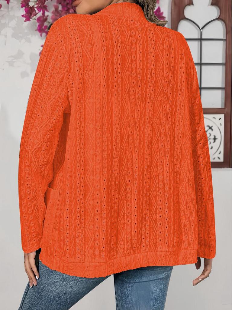 Cardigan elegant cu mâneci lungi, culoare uni, cu buzunare - Colecția de toamnă 2025