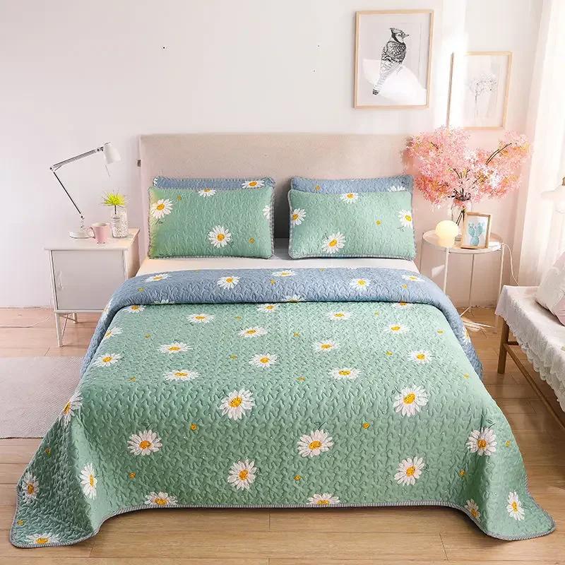 Tagesdecke Gewaschene Baumwolle Gesteppte Bettdecke Queen King Size Ländlicher Stil Rutschfestes Laken Decke Steppdecke Warm Bedruckte Bettwäsche