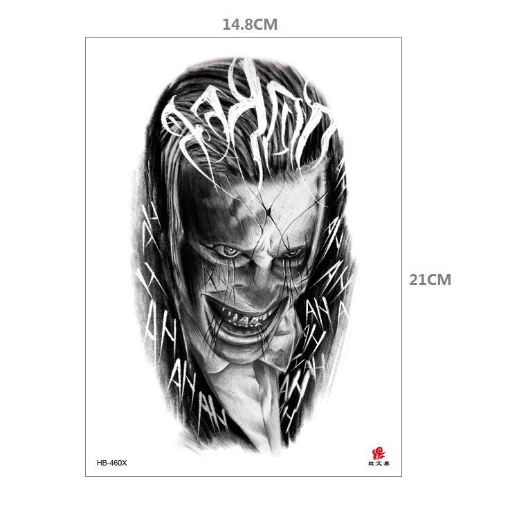 Clown Mouth Flower Body English Color Lion Tiger Half Arm Animal Pattern Water Transfer Simulation Tattoo Sticker