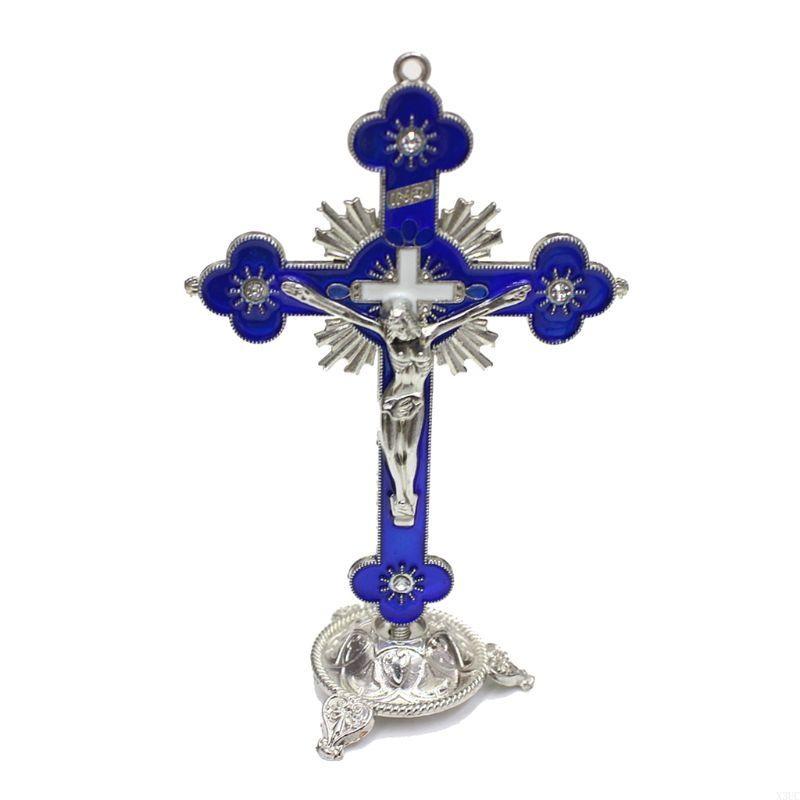 Plum Blossom Metal for Cross Jesus Christ Bitterness Church Sacred Statue Ornaments Office Household Religious Goods X3UC
