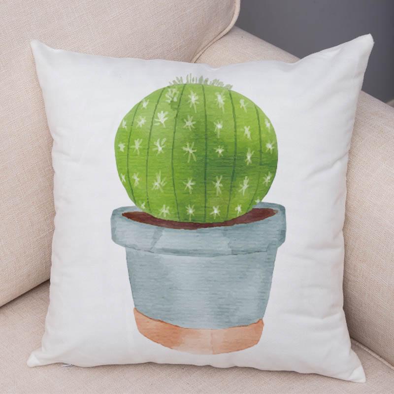 Sofa Zuhause Kissenbezug Aquarell Kaktus Dekorativer Druck Grüne Pflanze Kissen