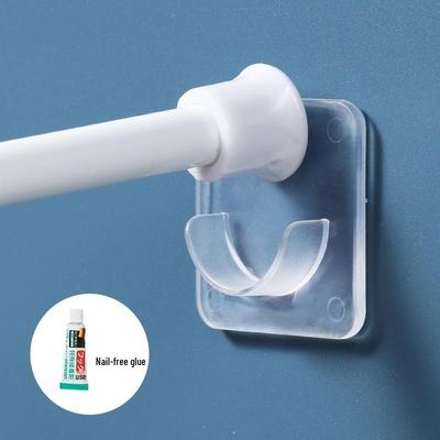 Adhesive Curtain Rod Hook & Clip Holder - No Drilling Needed