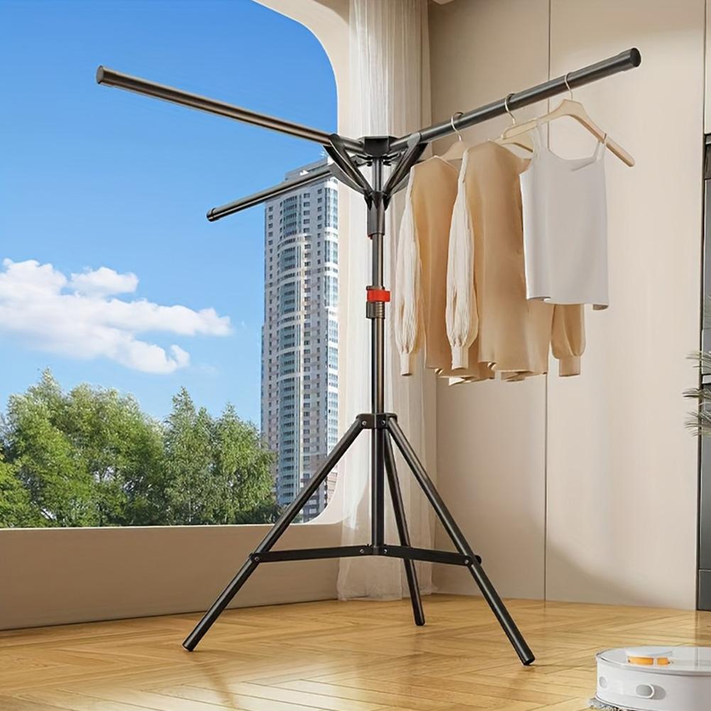 Tripod Clothes Drying Rack with 4 Poles Collapsable Clothes Rack Rotatable Arms Foldable Drying Rack for Indoor Outdoor