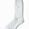 SNOOZY Smile Embroidered Knit Socks - White