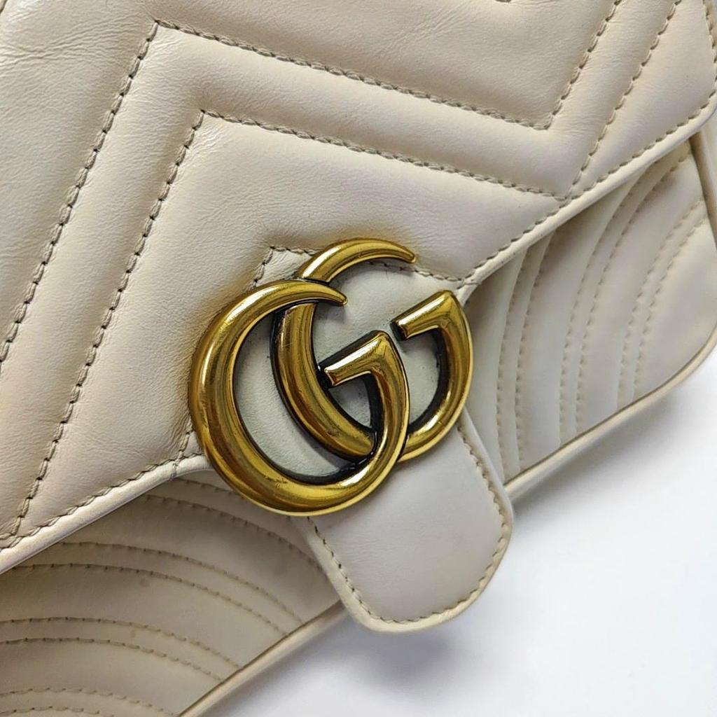 [Pre-Owned] Gucci GG Marmont Matelassé Mini Bag 'White' - Very Good #128IQDE