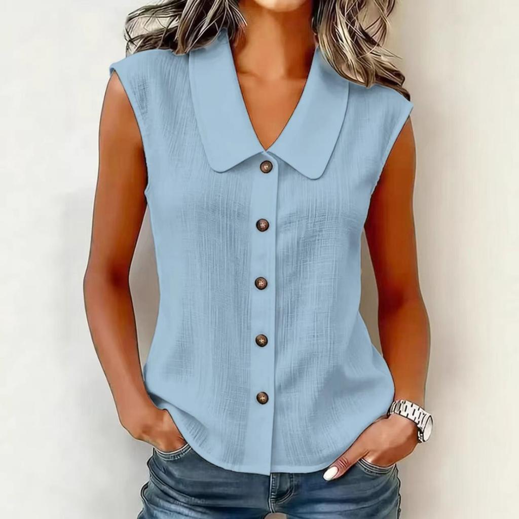 Summer Women's Solid Color V-neck Sleeveless Knit Button Cami Top, Fashion Casual Streetwear for Women