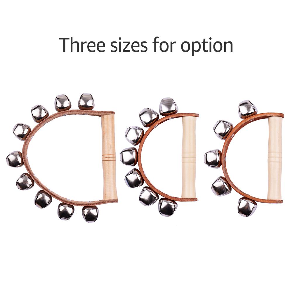 Handbell Hand Bells with 5pcs Jingle Bells Wood Handle Musical Instrument Toy for Music Class