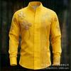 Luxury Long-sleeve Shirt with Gold Embroidered Floral Design