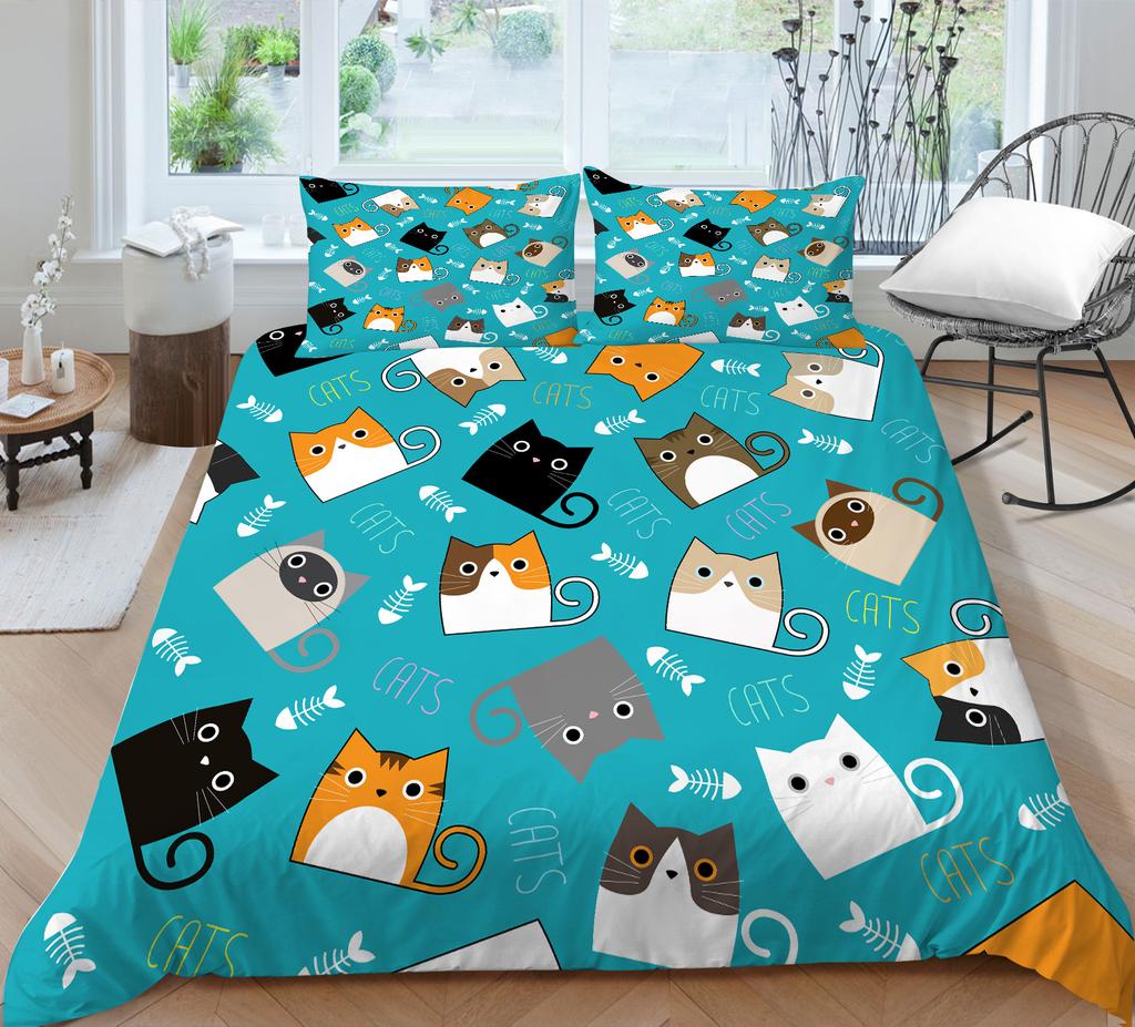 Bedding Two Or Three-Piece Set Cute Cat Series Polyester