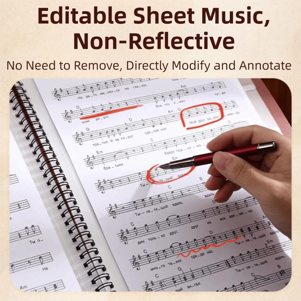 20/30 Sleeves Spiral Music Folder Non-reflective Document Organizer Retro Sheet Music Binder