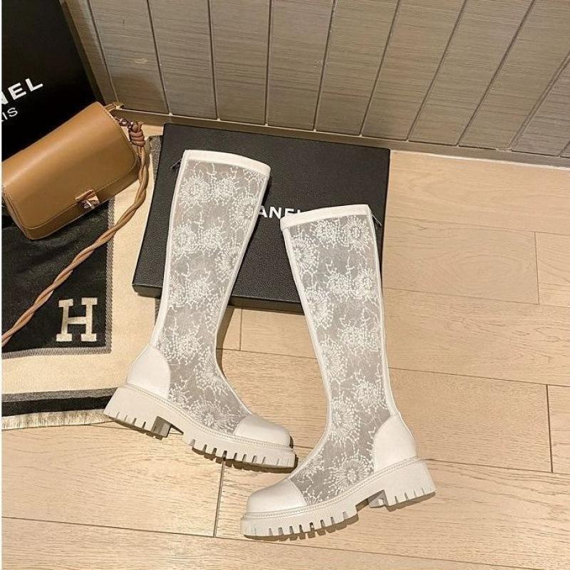 Martin boots women's summer net boots thin 2025 new mesh breathable white thick-soled versatile boots hollow cool boots