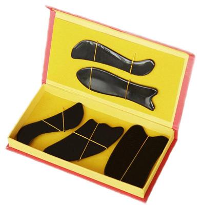 Natural Black Buffalo Horn Scraping Massage Tool Gua Sha Board Set of 5 for Body SPA Acupuncture Therapy Trigger Point
