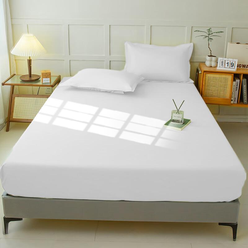 Waterproof Fitted Sheet Bedding Cover Bed Cloth Solid Color Mattress ,Soft Breathable Noiseless Bed Cover Deep Pocket Large Size