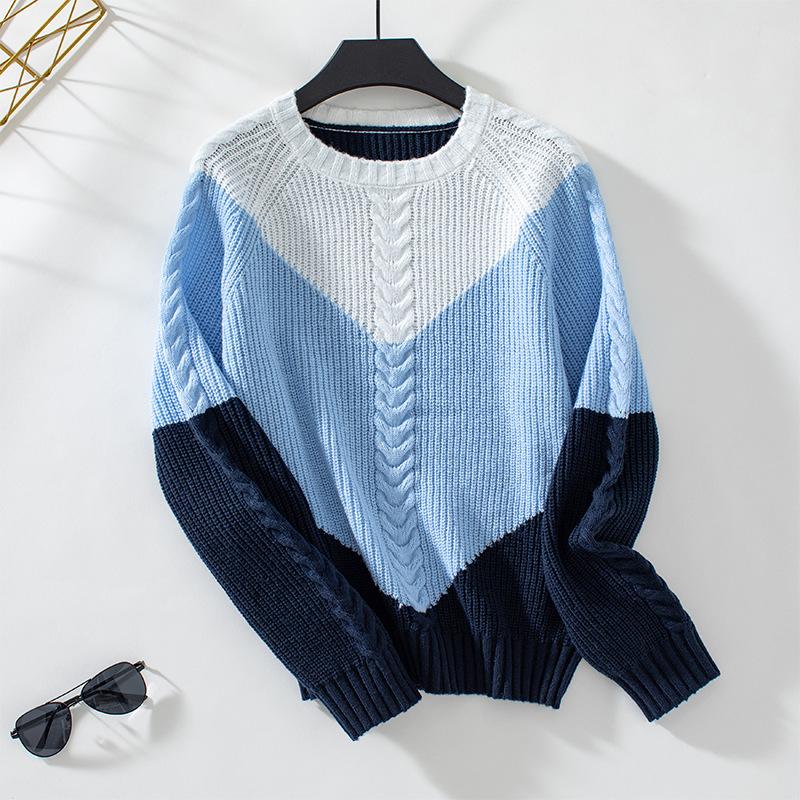 Maglione girocollo in maglia con maniche lunghe, stile vintage, autunno inverno, colore: Collisione