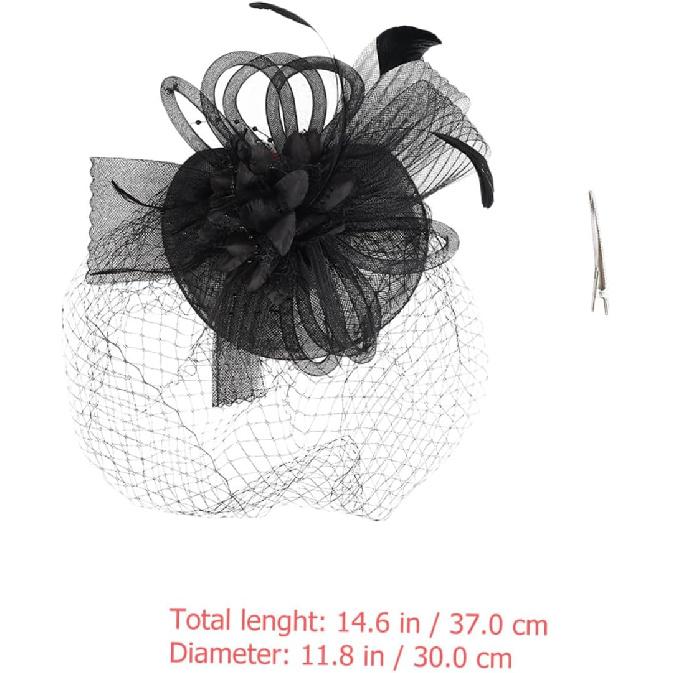 Milisten Decorative Hat with Floral Mesh Headband Cocktail Tea Party Hair Accessory for Women Wedding Special Occasion Black