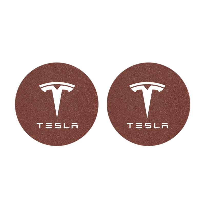 

2Pcs Car Coaster Suede Mat Water Cup Anti-slip Pad Auto Interior For Tesla Model 3 Highland 2023 Model S Model X Model Y