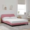 Bed Frame with Headboard  Dover  Pink 140 x 190 cm Velvet