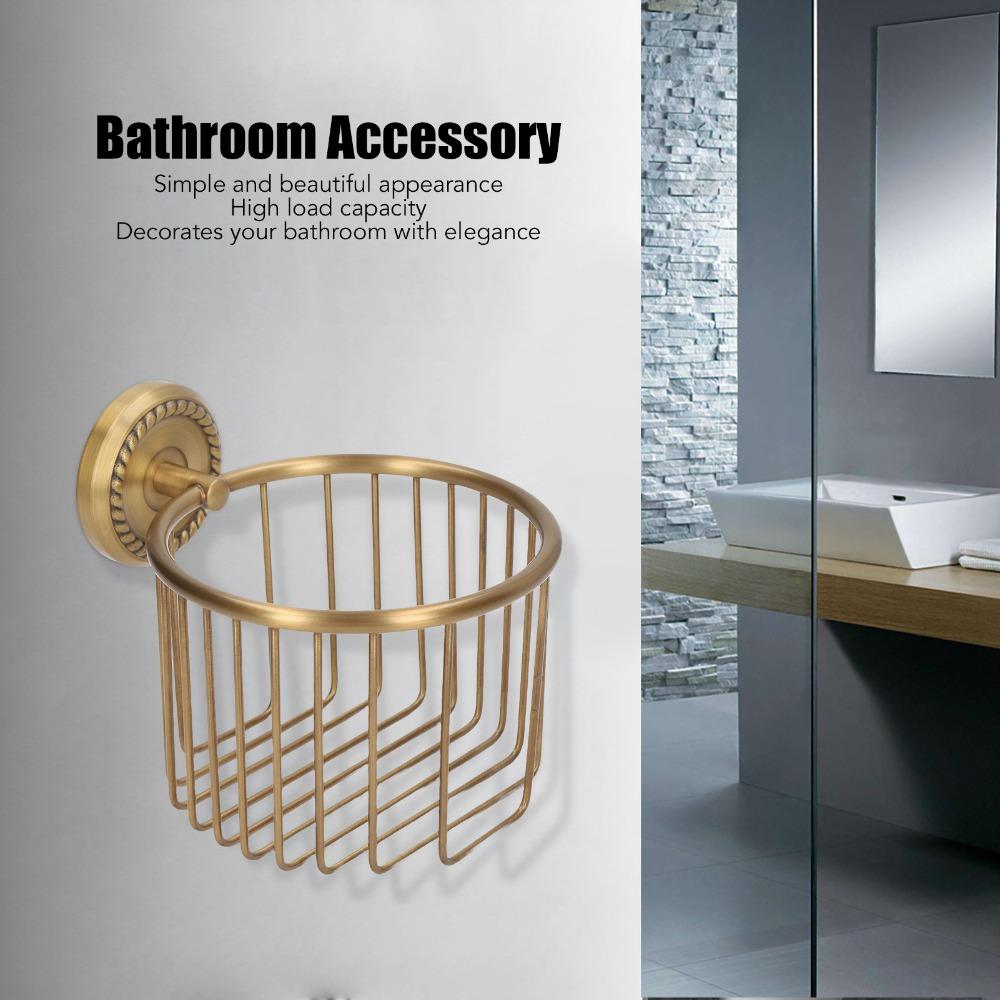 Copper Toilet Paper Rack Hollow Out Tissue Roll Basket Tissue Dispenser Home Apartment Dorm