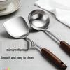 Stainless Steel & Wood Thickened Cookware Set: Frying Pan Spatula, Slotted Spoon, Ladle, Anti-Scald Design