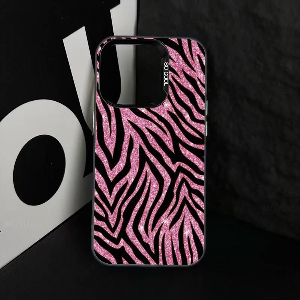 p-Zebra print Phone Case For iPhone 17,16,15,14,13,12,11 Plus,Pro Max,XS,Colorful Silver Black Cover