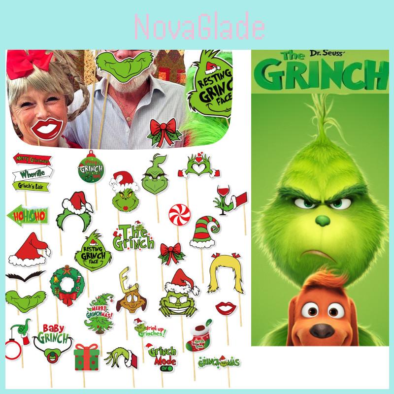 Green Grinch Christmas Party Photo Props Funny Decorative Supplies For Party