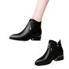 Small Leather Shoes New Single Shoe British Style Versatile Women's Pointed Thick Heel Plush Women's Shoes