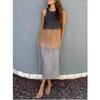 Fashion Vest Long Dress Women Summer Sleeveless O Neck Dress Summer Gradient Casual Dresses