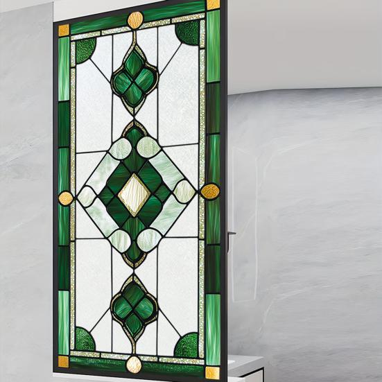 Pellicola Geometrica per Vetri Privacy Motivo Vetro Colorato Retrò Statico Opaca Rimovibile Impermeabile Pellicola Privacy per Camera da Letto Bagno Cucina