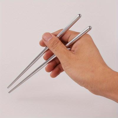 Baguettes carrées en acier inoxydable, 5 paires, baguettes chinoises chinoises élégantes, saines, légères, en métal, Design antidérapant, cuisine