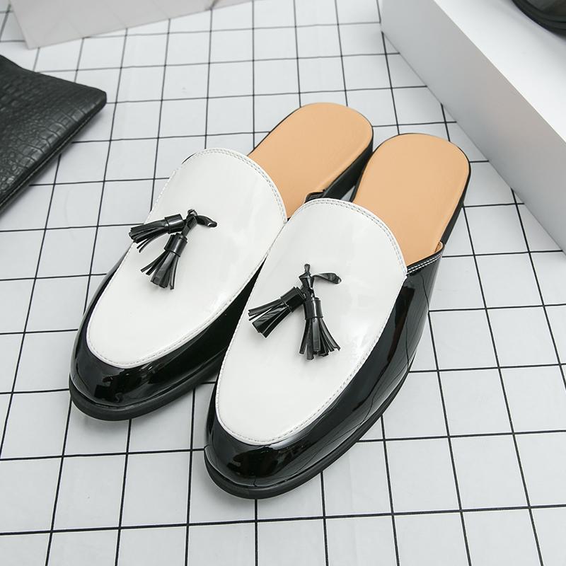 Fashion Men Luxury Brand Handmade Muller Loafers Men Slip on Flats Driving Casual Dress Shoes Half Slippers 2025 New Leather Shoes 38-46